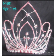 Fashion large pageant crowns customized crowns large rhinestone Pink rhinestones tiara
